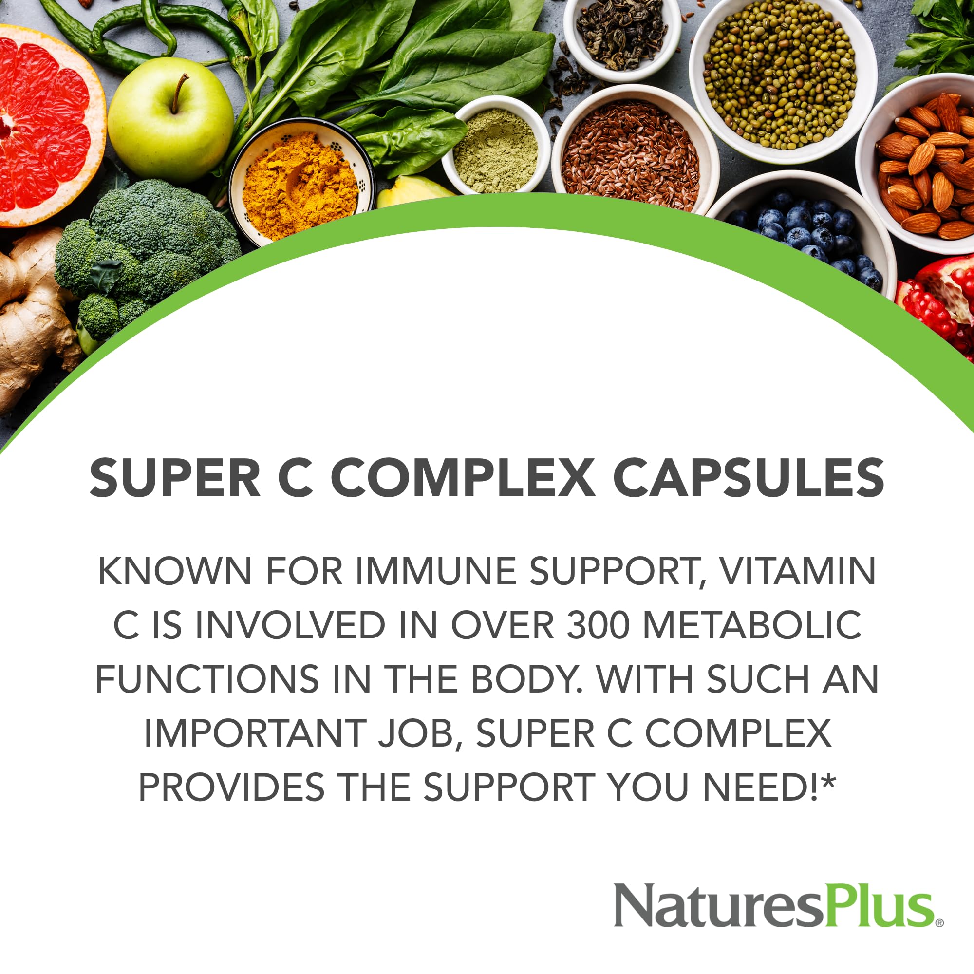 NaturesPlus Super C Complex label detailing vitamin C and bioflavonoids