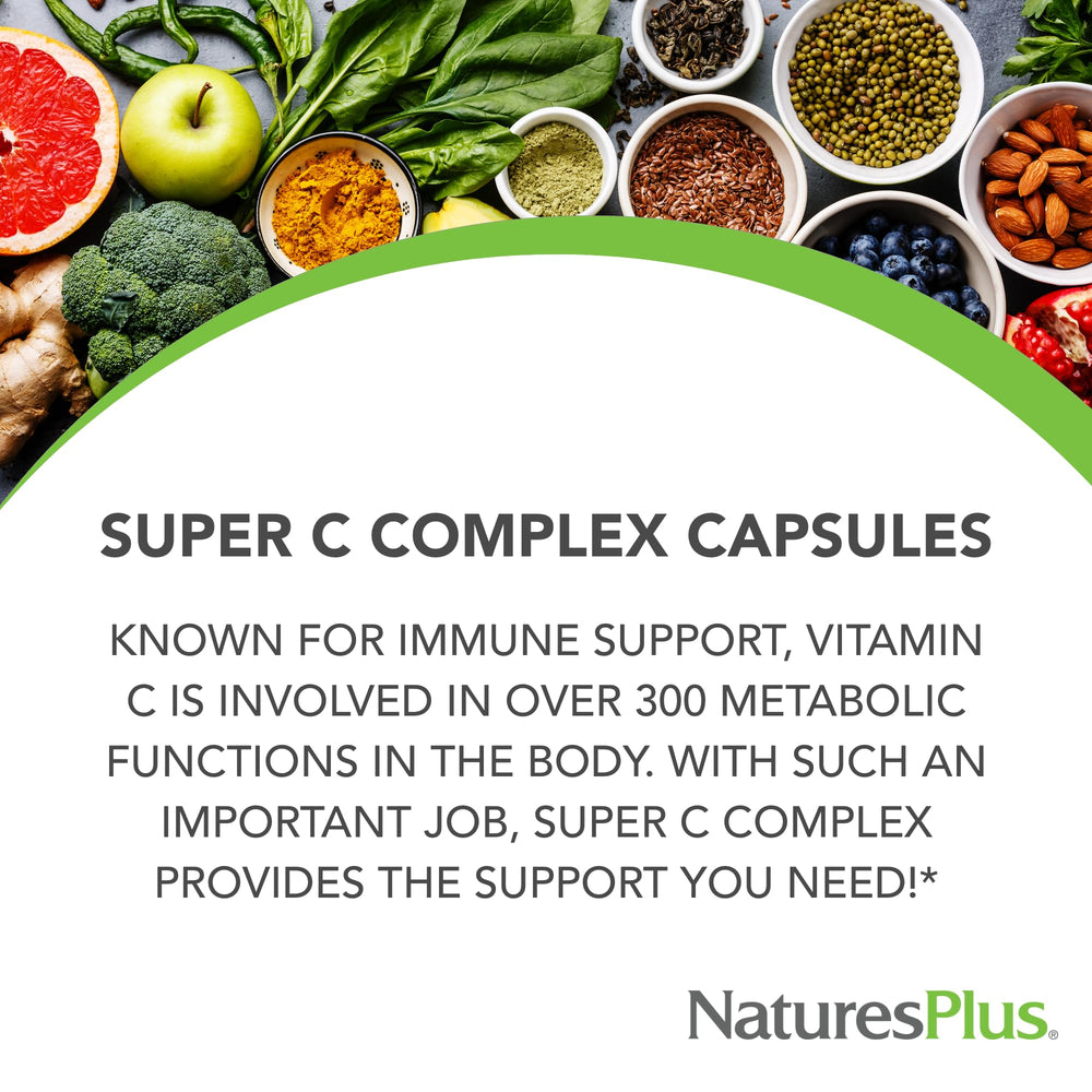 NaturesPlus Super C Complex label detailing vitamin C and bioflavonoids