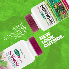 NaturesPlus Tri Immune olive leaf label highlights plant actives for balance.