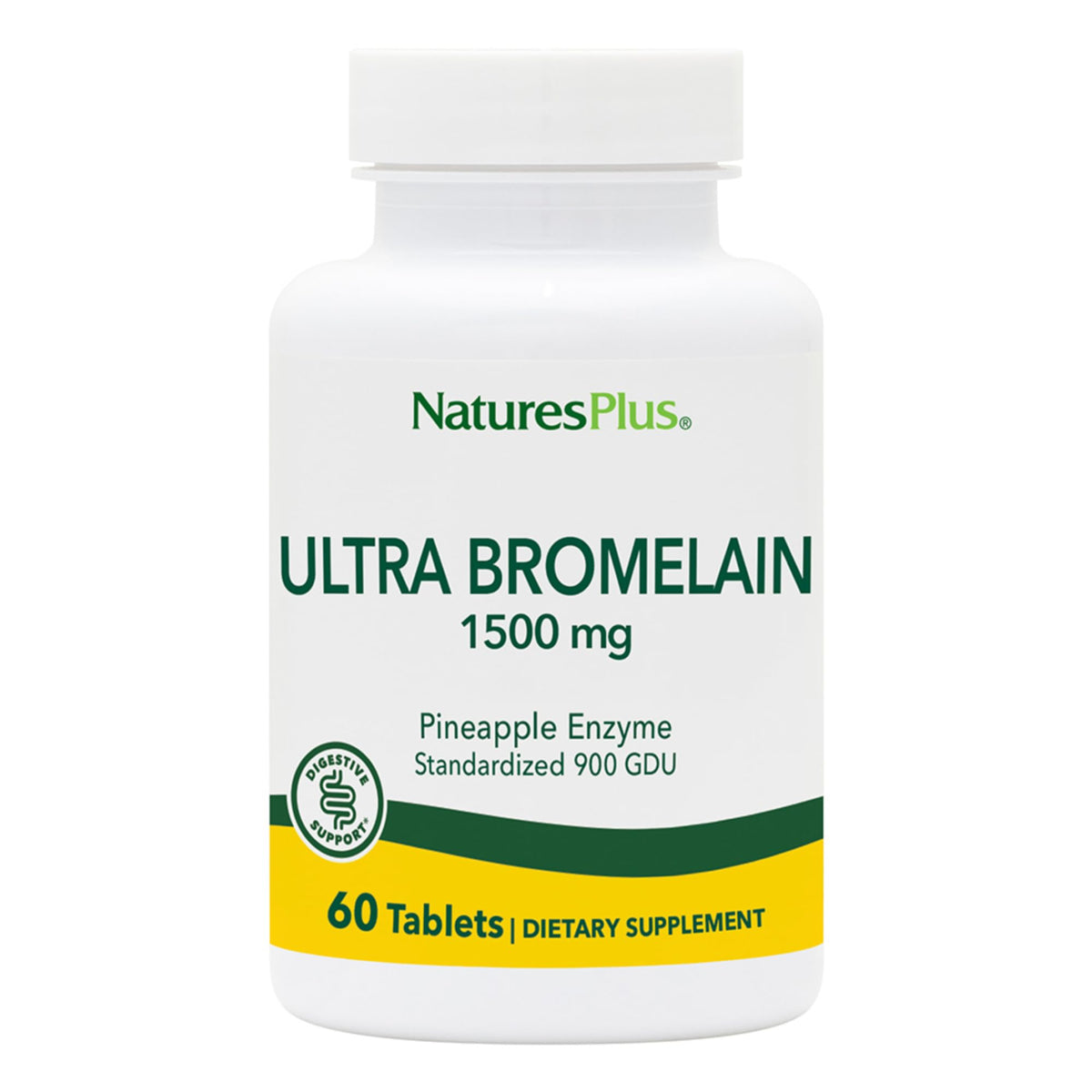 NaturesPlus Ultra Bromelain bottle front view, promotes digestive support