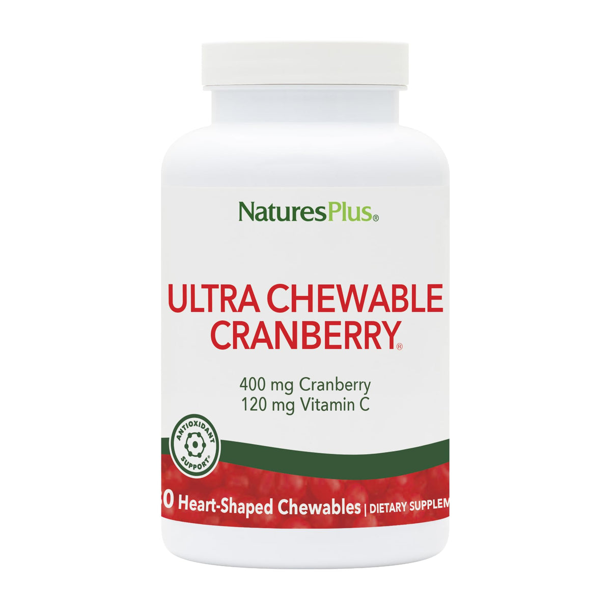 NaturesPlus Ultra Cranberry Love Berries chewable heart-shaped tablet for urinary health support