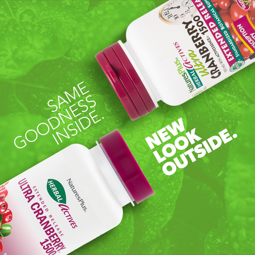 NaturesPlus Ultra Cranberry pour image showing easy dosing and intake