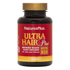 NaturesPlus Ultra Hair tablets close-up for sustained release daily hair support.
