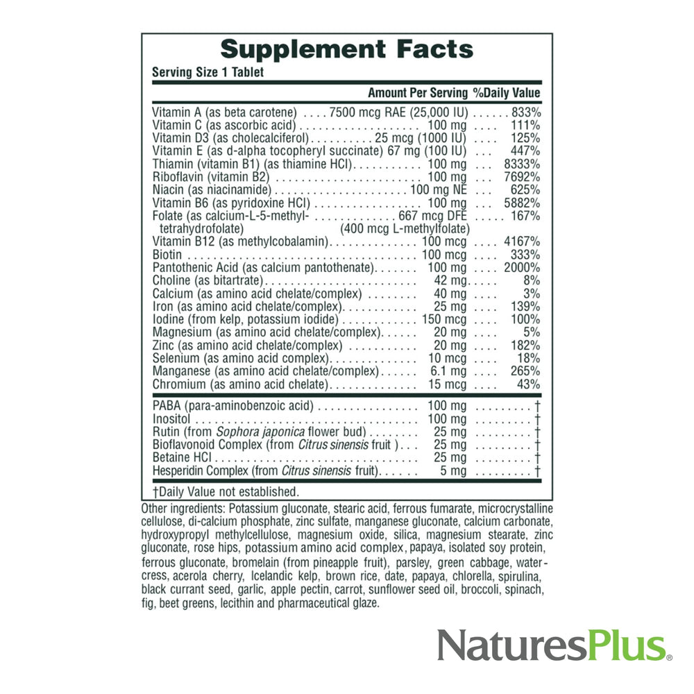 Ingredients label on Ultra II Daily bottle highlights whole foods