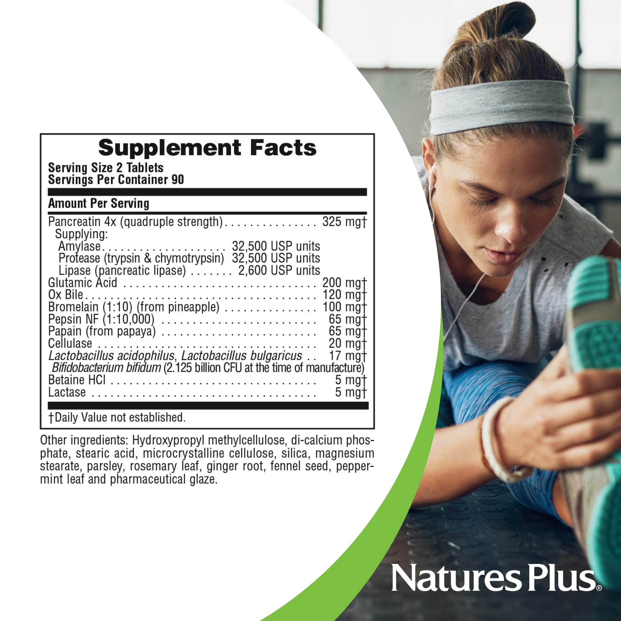 NaturesPlus Ultra-Zyme bottle being poured for convenient daily use