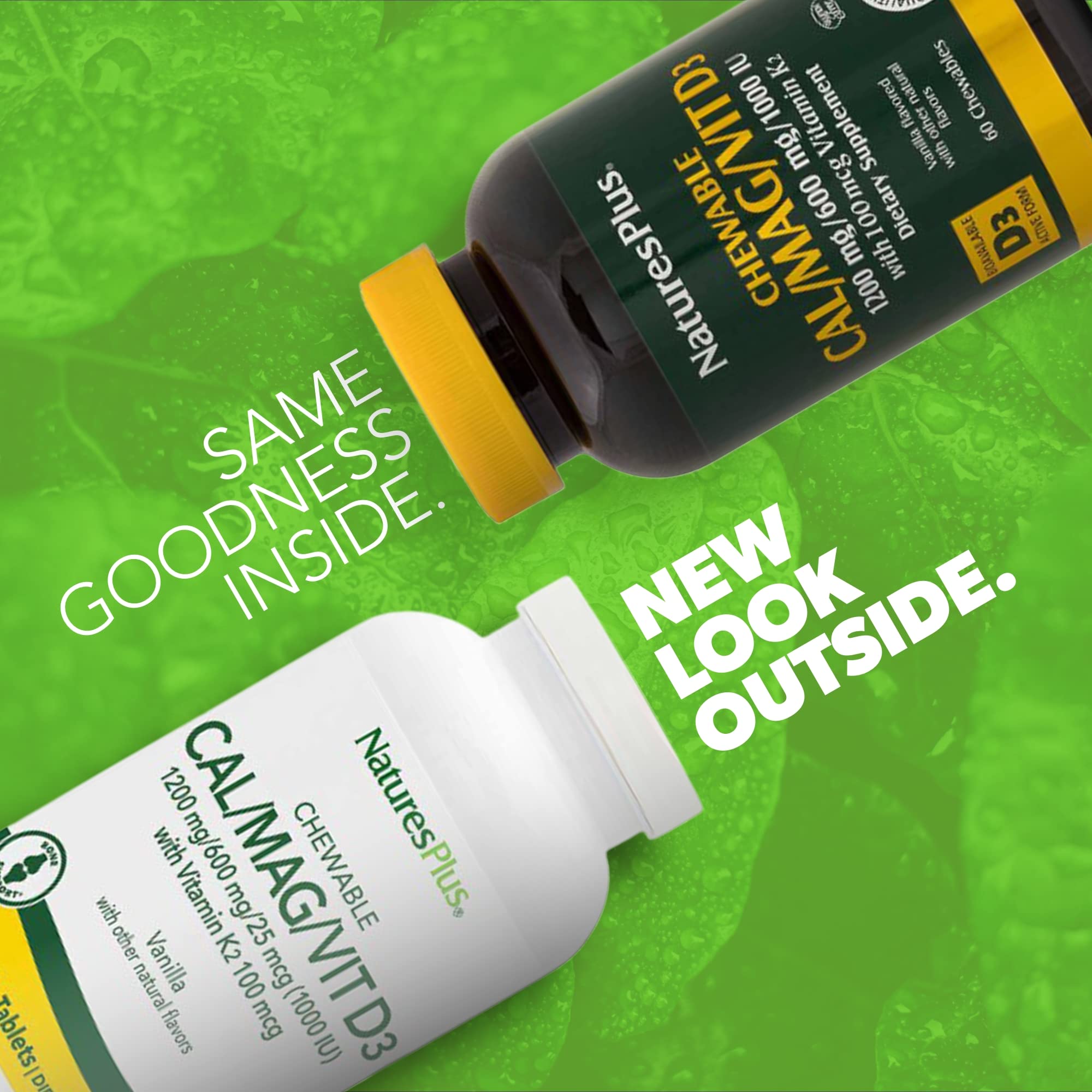 NaturesPlus vanilla flavored chewable tablet close up for easy daily intake.
