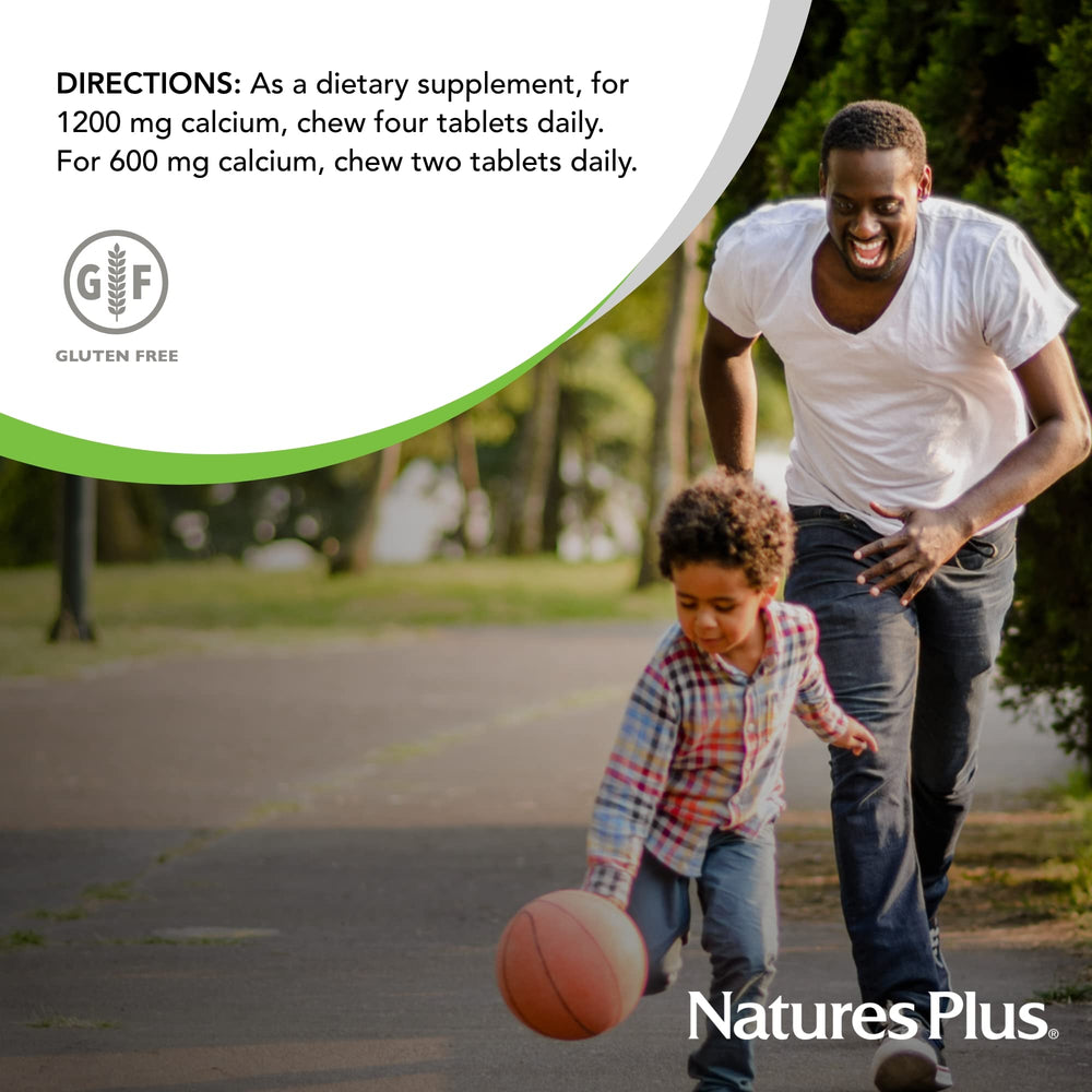 NaturesPlus vanilla flavor chewable tablet shown in hand for daily routine.