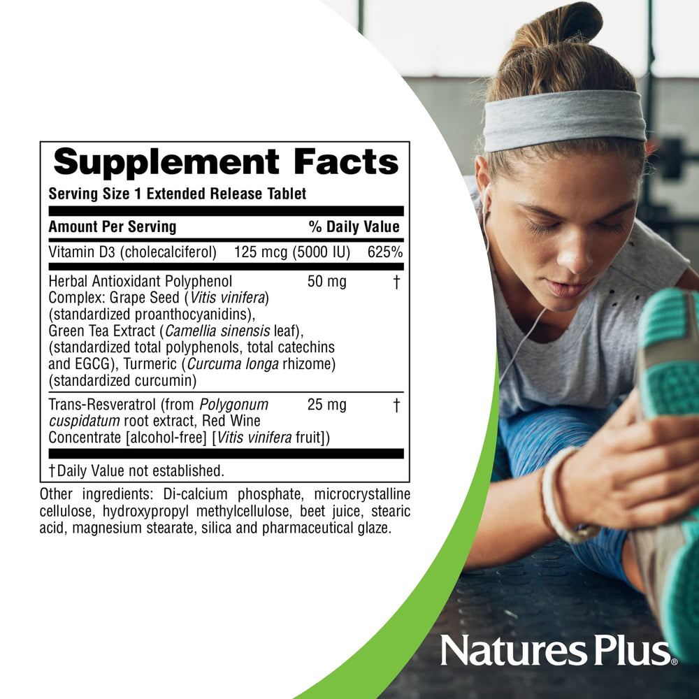 NaturesPlus Vitamin D3 bottle with gluten-free and Prop 65 compliance marks