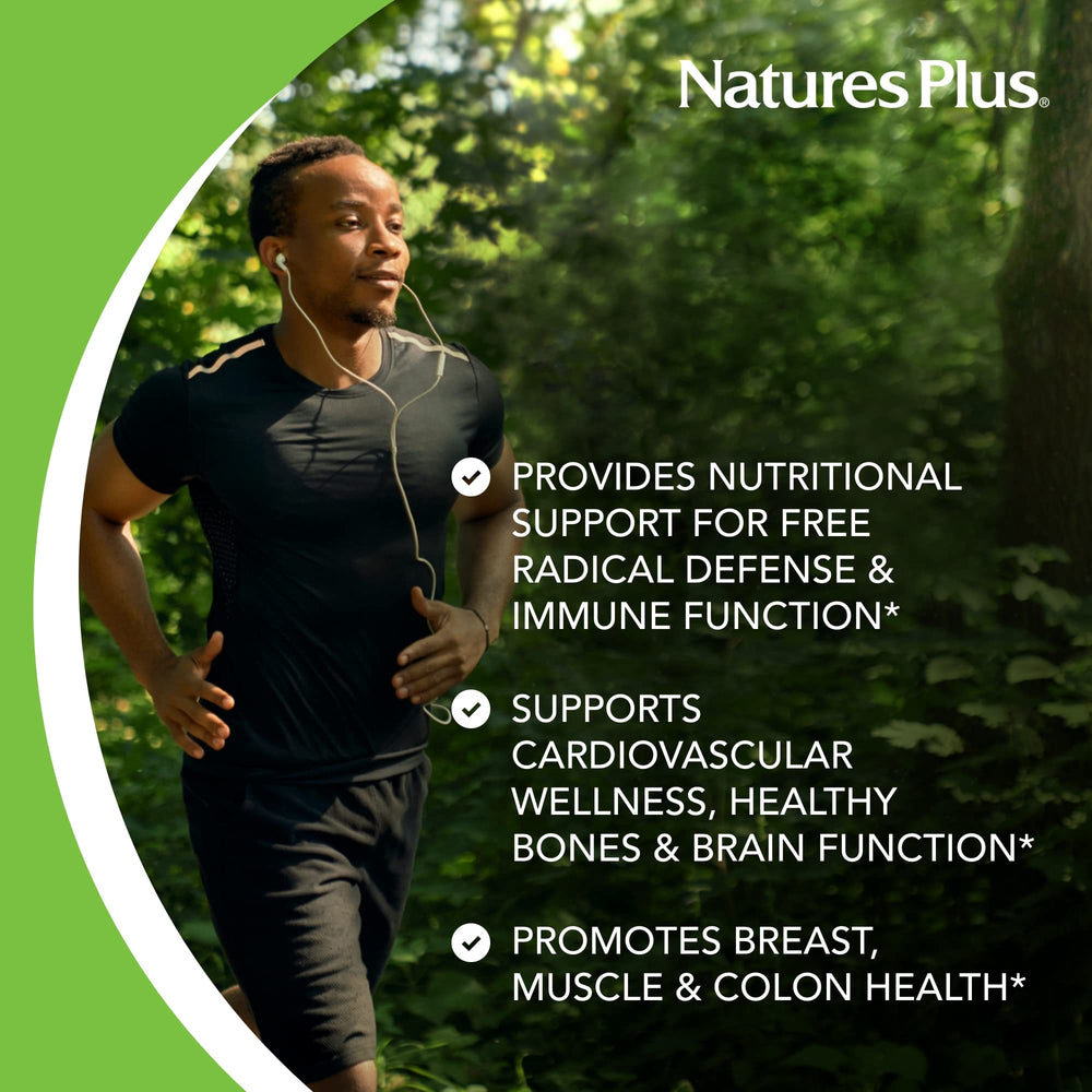 NaturesPlus ingredients panel featuring trans-resveratrol and polyphenols for antioxidant support