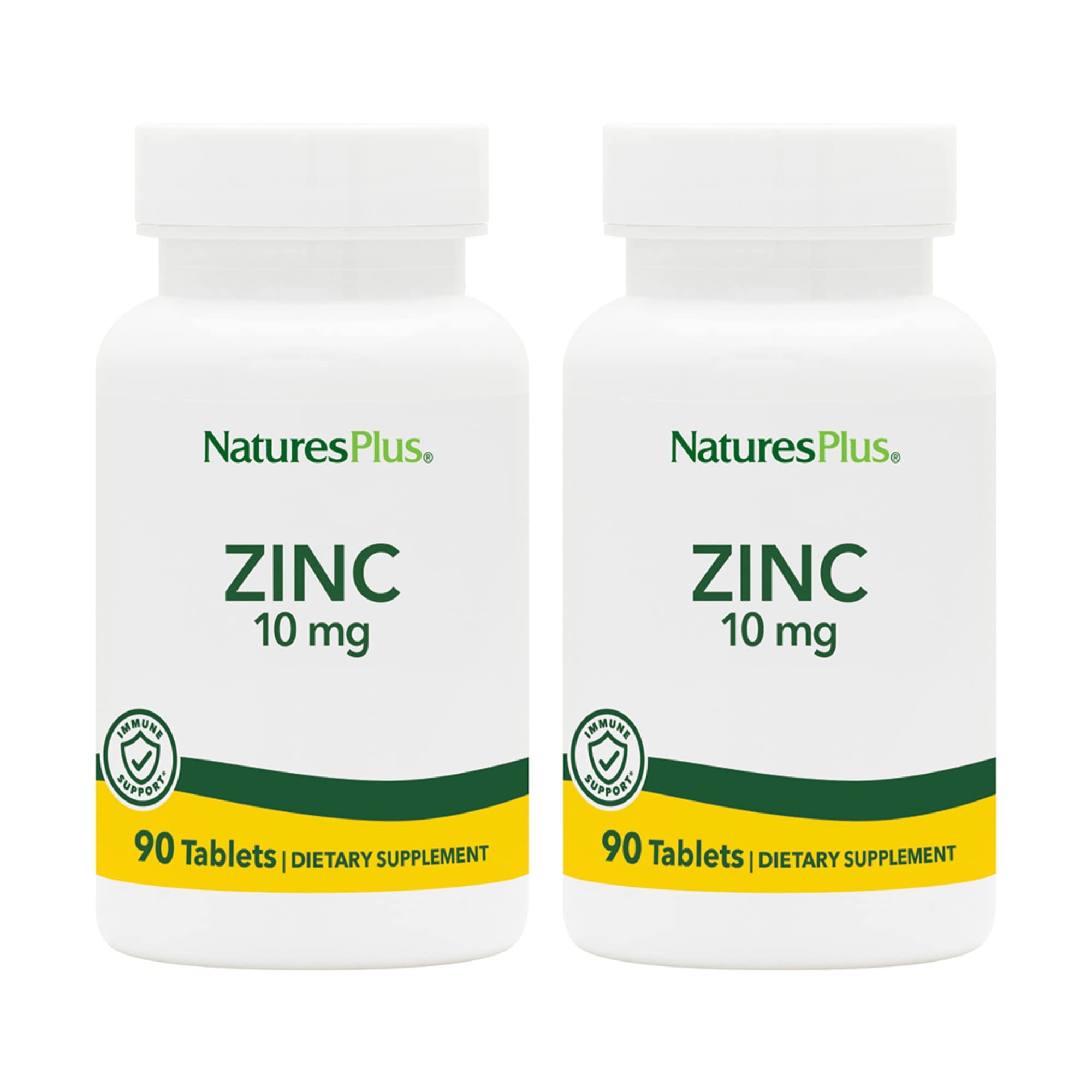 NaturesPlus Zinc 10 mg bottle front with clean label and immune support potential.
