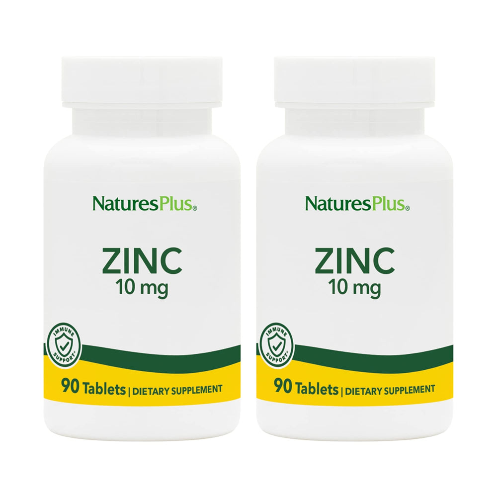 NaturesPlus Zinc 10 mg bottle front with clean label and immune support potential.