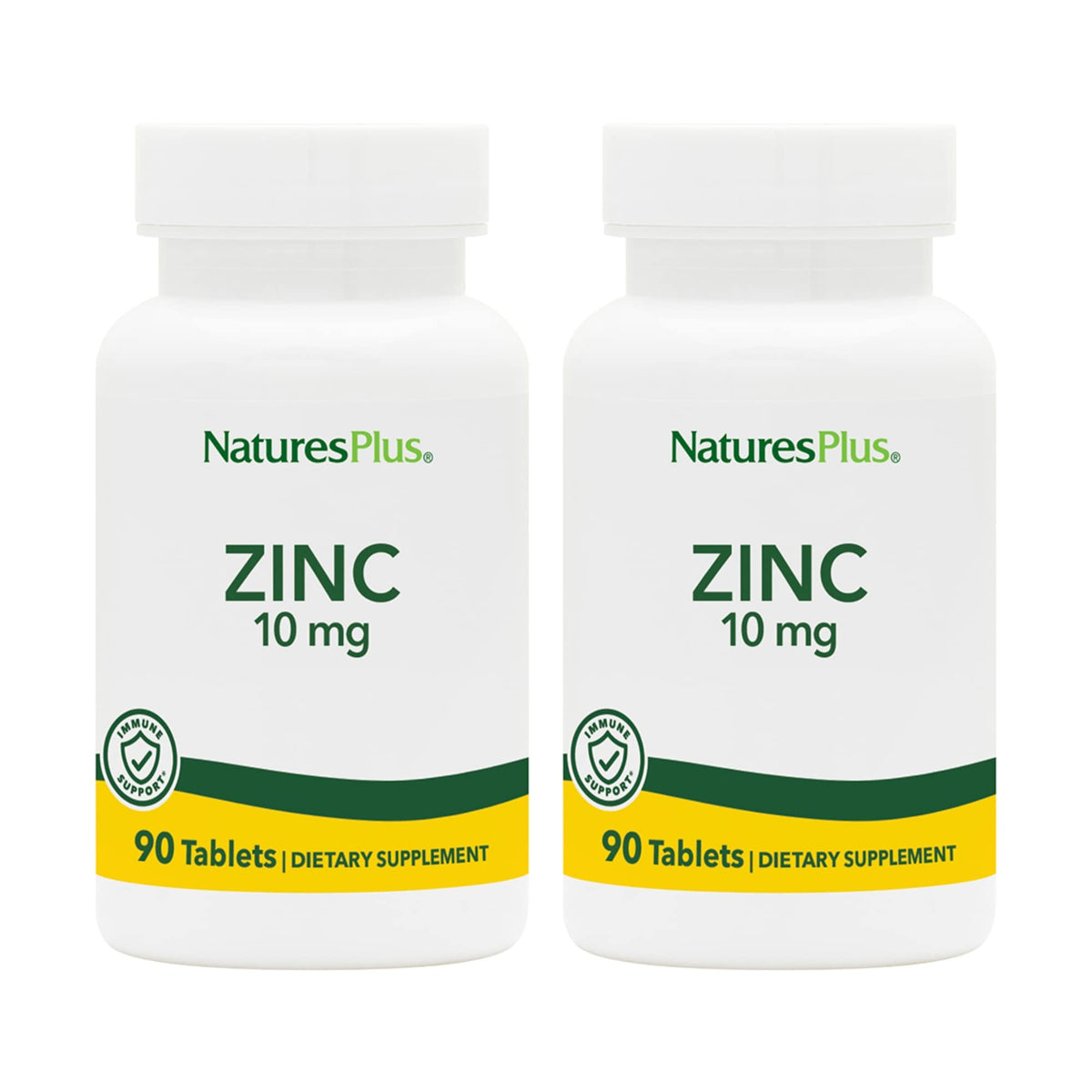 NaturesPlus Zinc 10 mg bottle front with clean label and immune support potential.