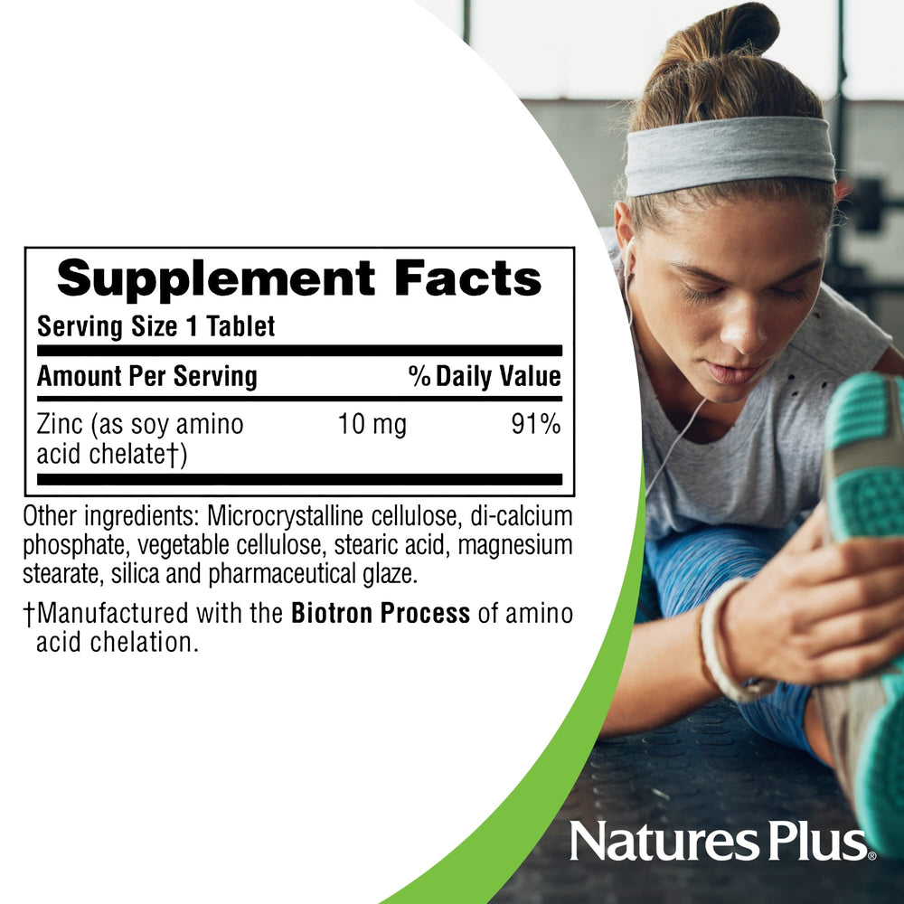 NaturesPlus Zinc 10 mg bottle in hand for a simple daily routine.