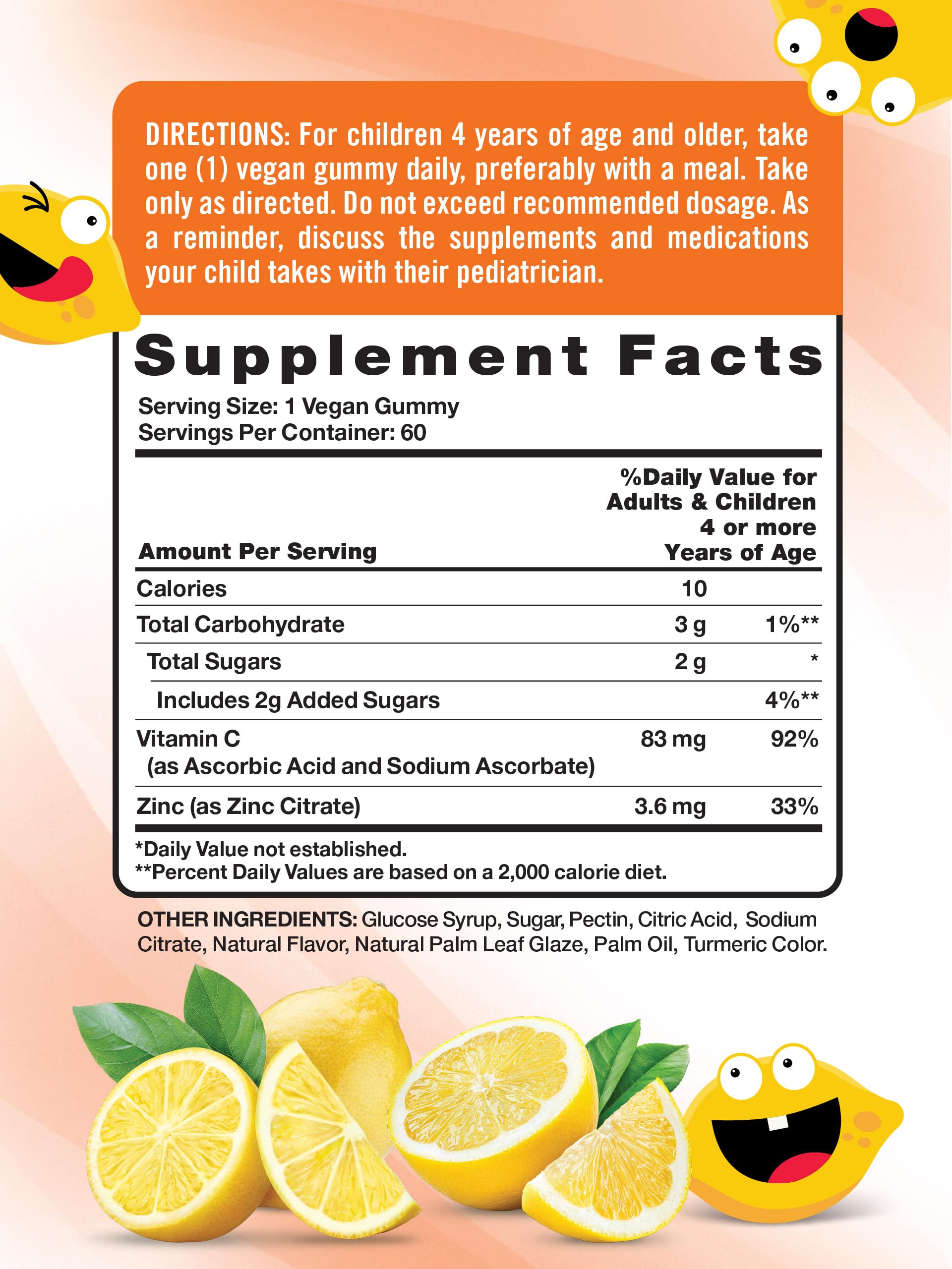 Nature's Truth Vitamin C Gummies for Kids gummies close-up highlighting lemon flavor for daily supplementation.
