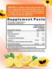 Nature's Truth Vitamin C Gummies for Kids gummies close-up highlighting lemon flavor for daily supplementation.