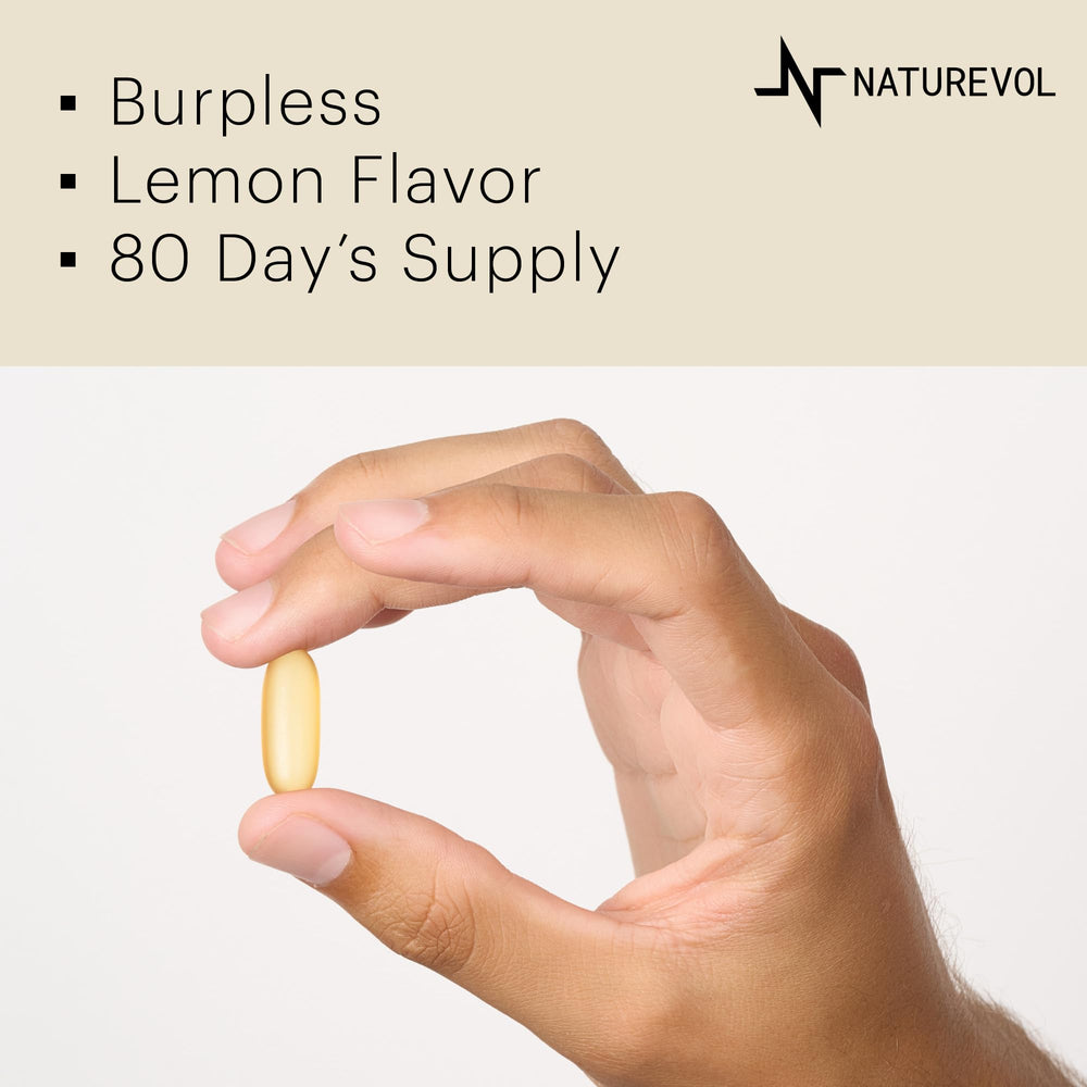 NatureVOL hexane-free purified omega-3 label signals clean processing