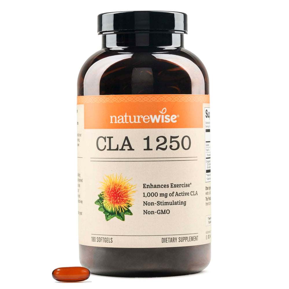 NatureWise CLA 1250 softgel bottle—high potency for active lifestyles