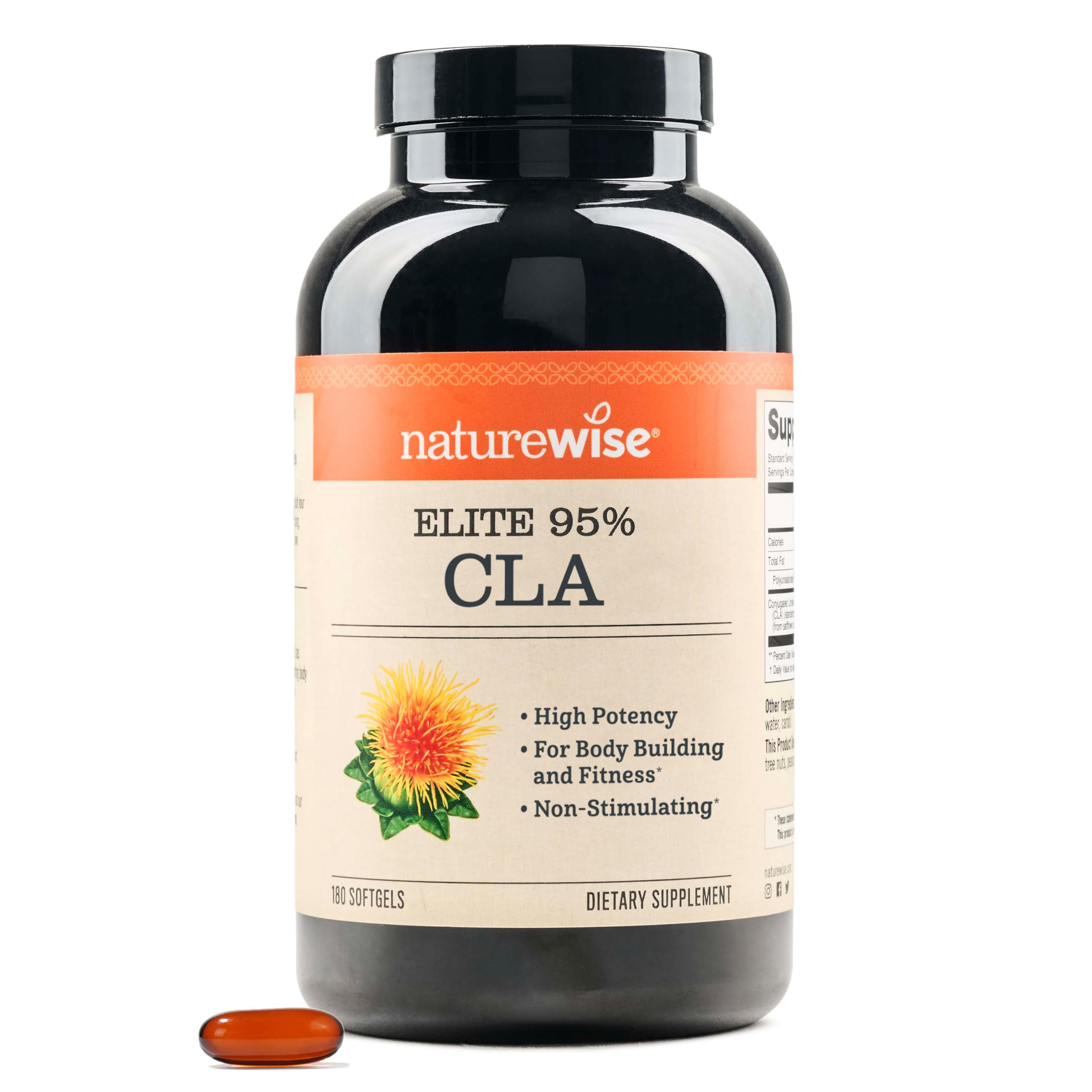 NatureWise CLA 1300 bottle front highlights premium non-stimulating support for weight and fitness