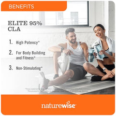 NatureWise CLA 1300 bottle label shows 95% active CLA potency for clarity