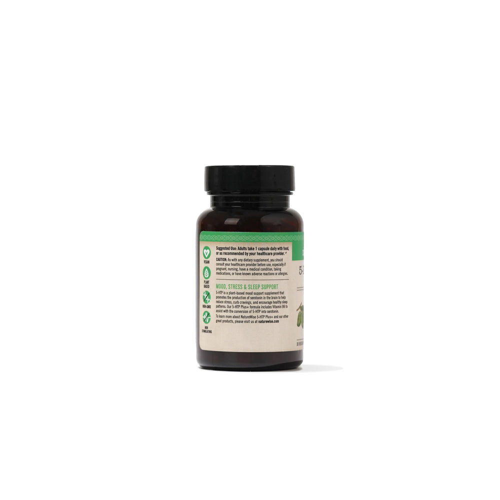 NatureWise 5-HTP bottle on daily mood and sleep routine.