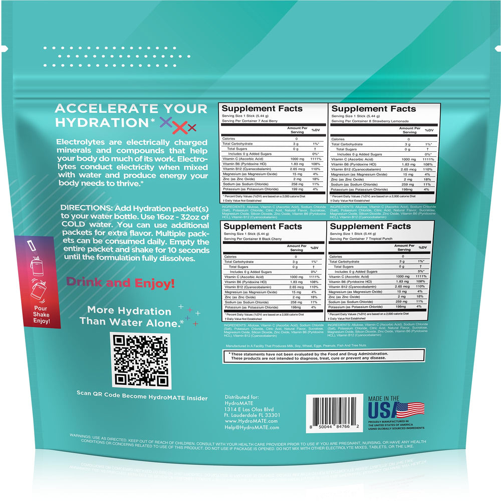 NatureWorks HydroMATE fruit-flavor assortment keeps hydration tasty and fatigue-fighting.