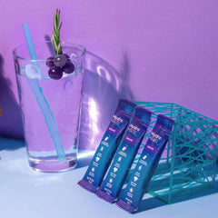 NatureWorks HydroMATE grape packet closeup shows powder texture for easy mixing.