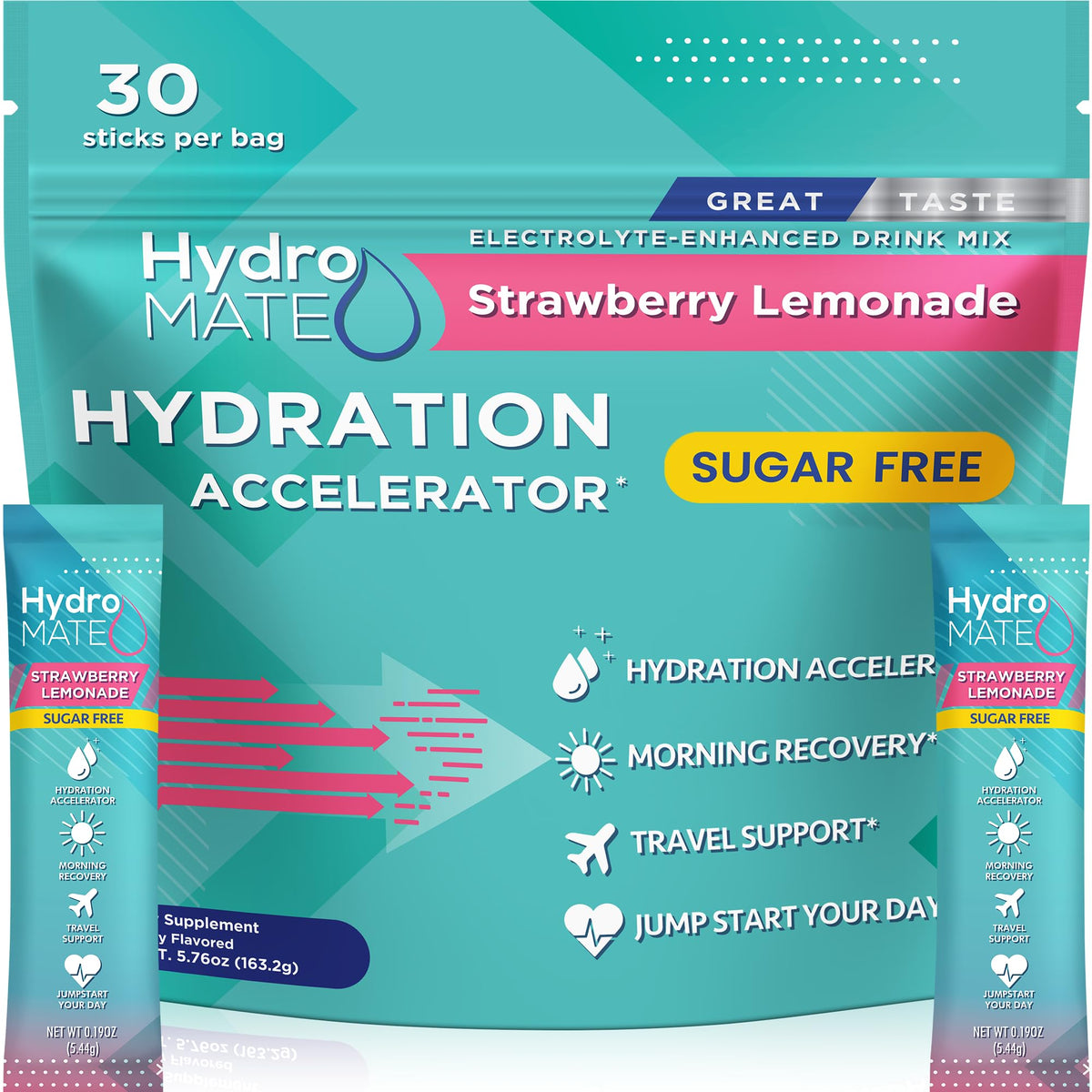 NatureWorks HydroMATE strawberry lemonade stick pack for quick hydration