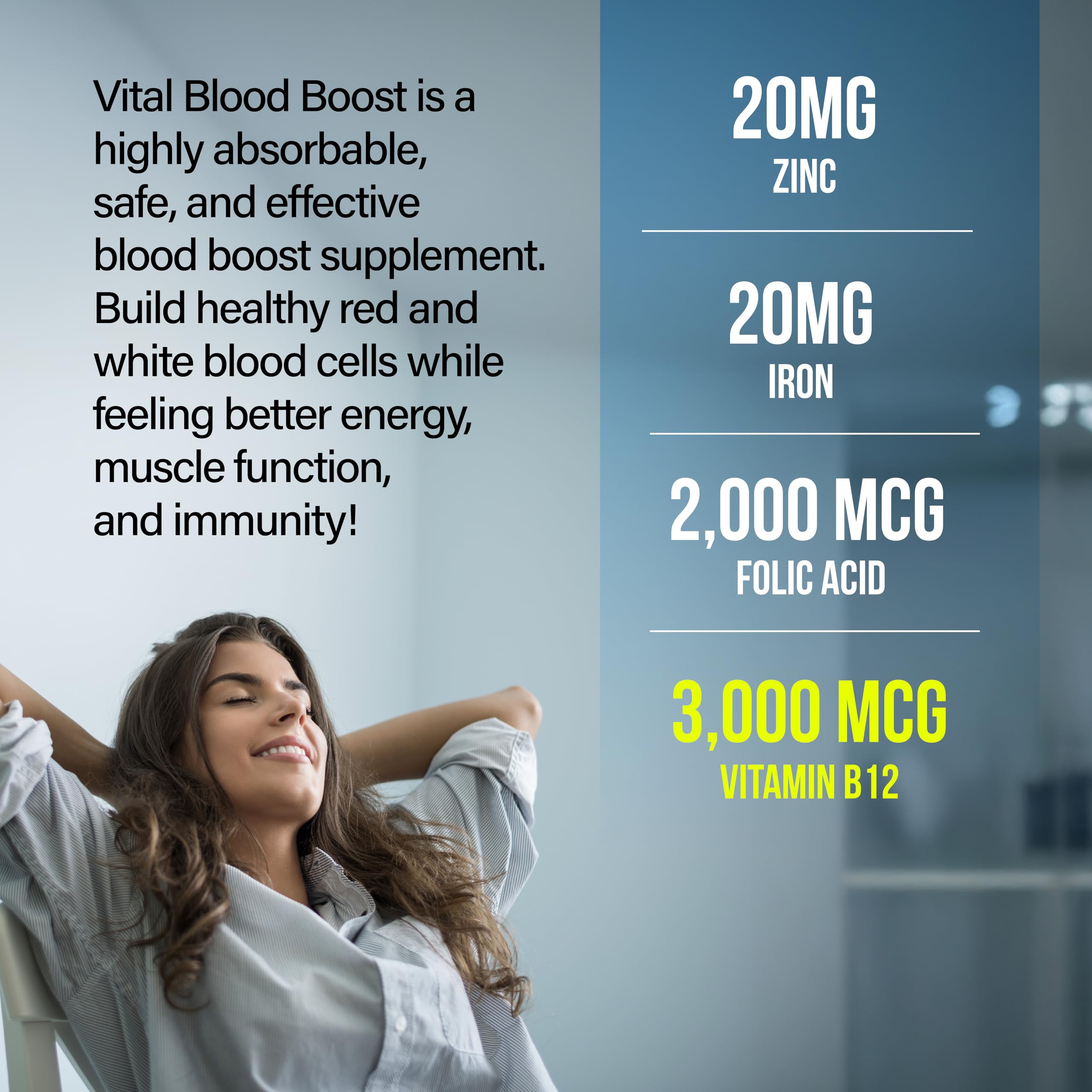 Ingredients panel of NATURION Mega Blood Booster showing zinc and selenium