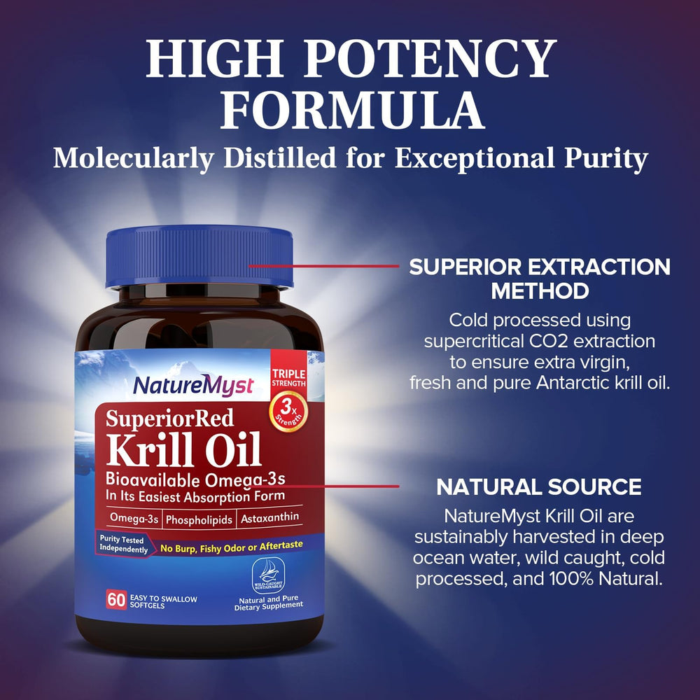 NatureMyst Krill Oil USA-made seal signals rigorous quality.