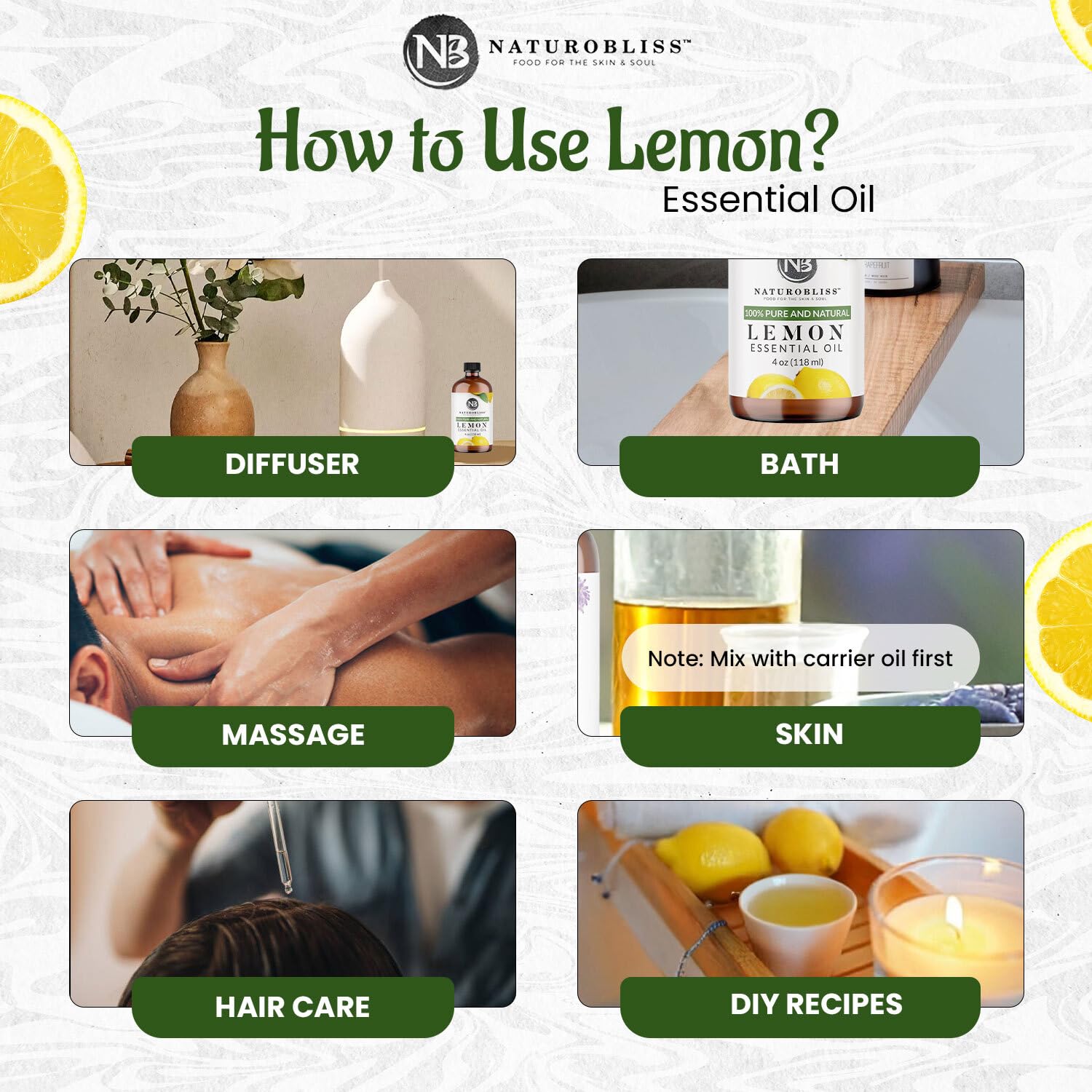 NaturoBliss amber glass bottle protects lemon oil from UV light.