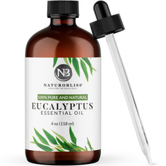NaturoBliss eucalyptus oil bottle 4oz ready for aromatherapy and relaxation.
