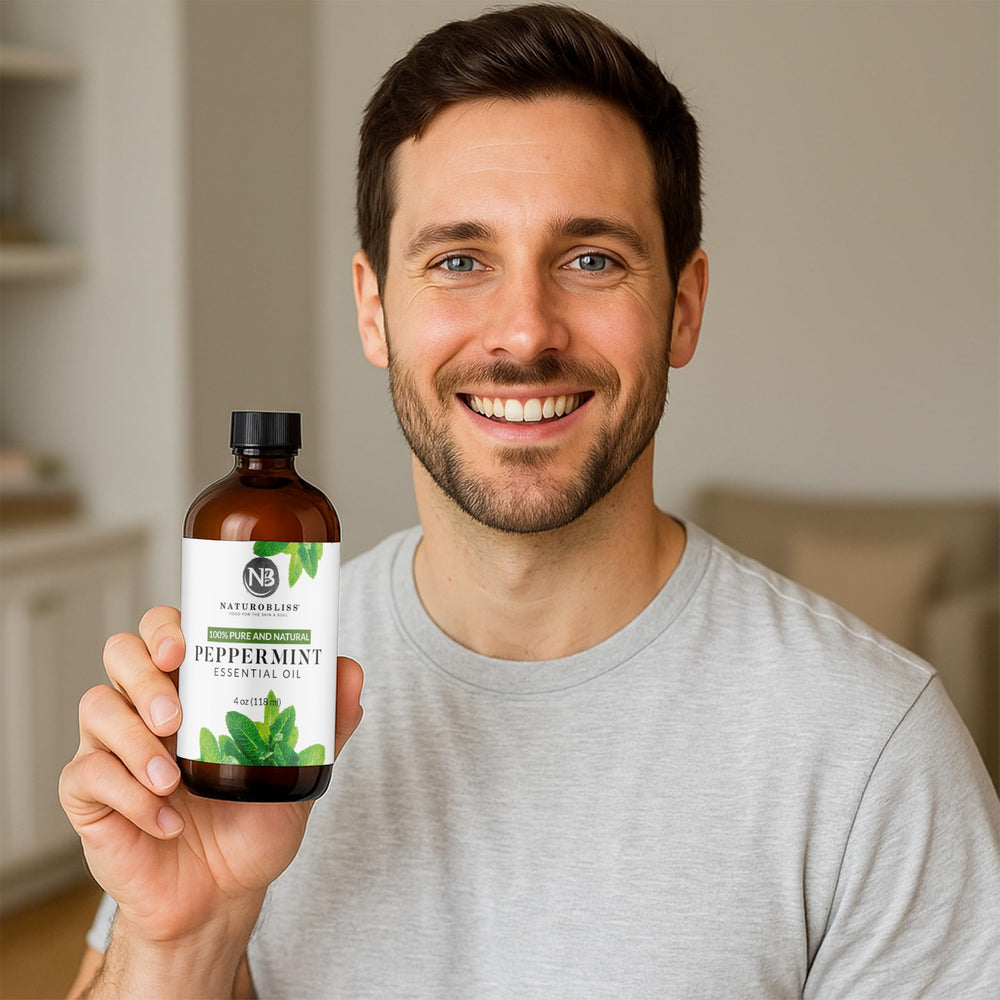 NaturoBliss peppermint oil skin-care use with proper dilution for gentle relief.