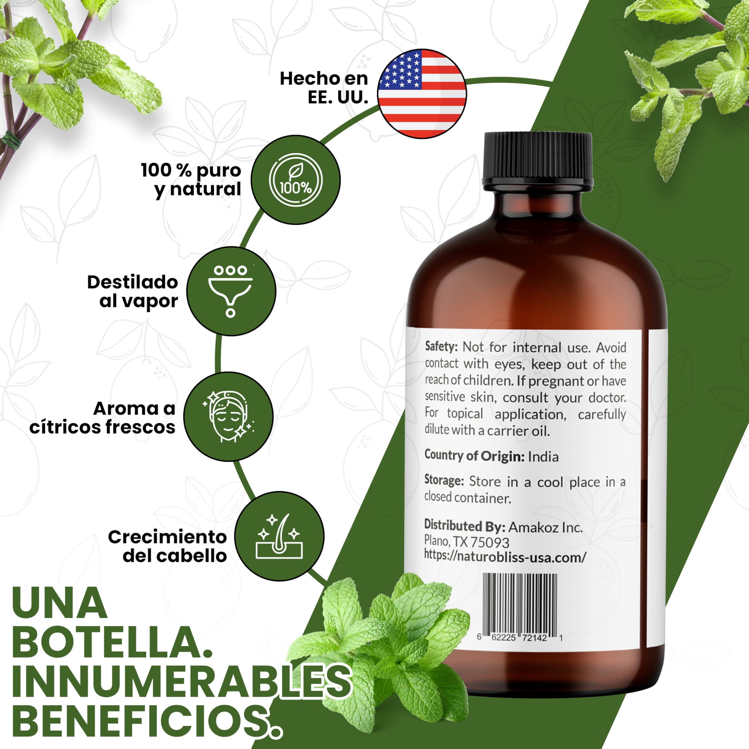 NaturoBliss peppermint oil for topical use when diluted with a carrier oil.