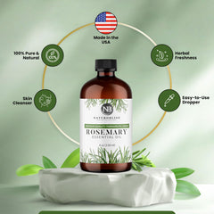 Diffuser scene with NaturoBliss rosemary oil for a refreshing ambiance