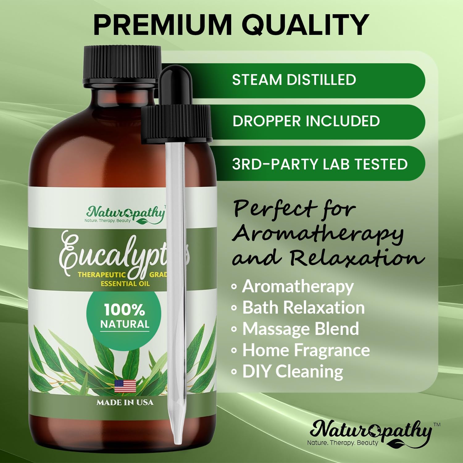 Naturopathy Eucalyptus Oil in a diffuser creates a calming ambiance