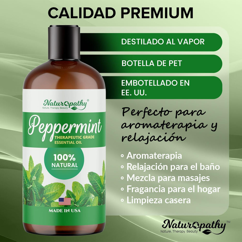 NATUROPATHY peppermint amber bottle protects oil from light.