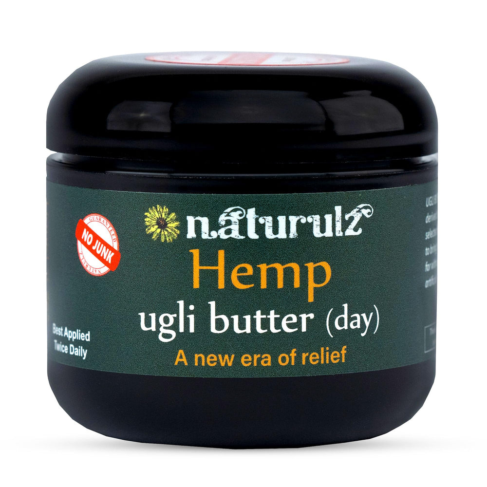 Naturulz Ugli Butter Daytime jar front offering targeted relief for sore muscles