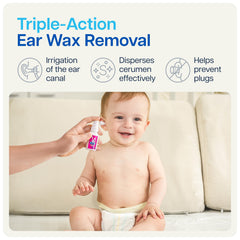 NAVEH PHARMA CleanEars Baby ear wax dissolution in action for gentle maintenance.