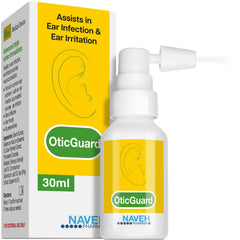 NAVEH PHARMA Otic Guard bottle pour demonstrates natural ear care for sensitive ears