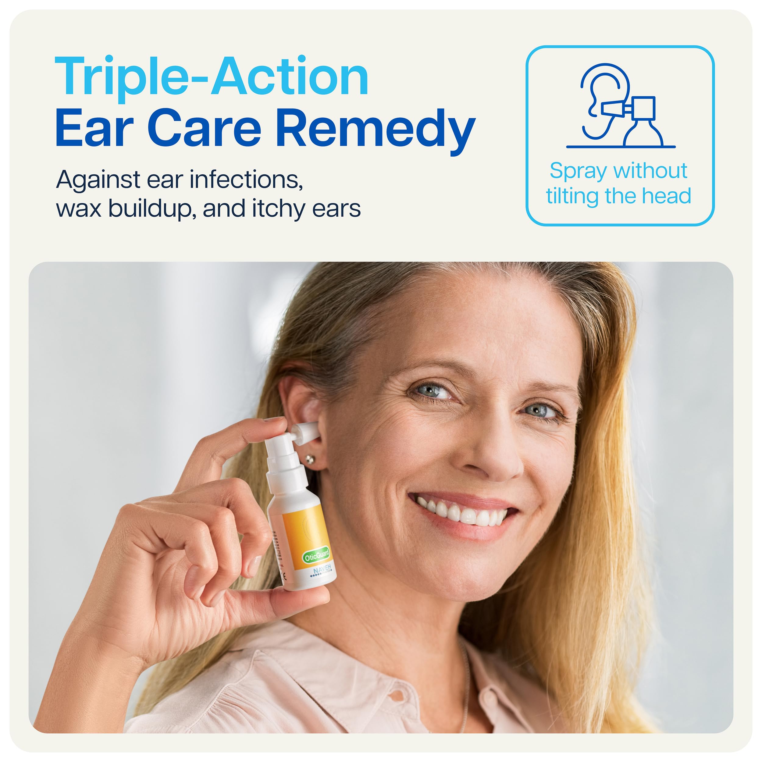 NAVEH PHARMA Otic Guard drops being applied to soothe minor ear discomfort naturally