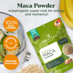 The Navitas Organics Maca Powder is smoothie-ready with a malty flavor for morning drinks.