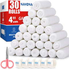 Navona gauze rolls, individually packed for quick, hygienic access in first aid settings.