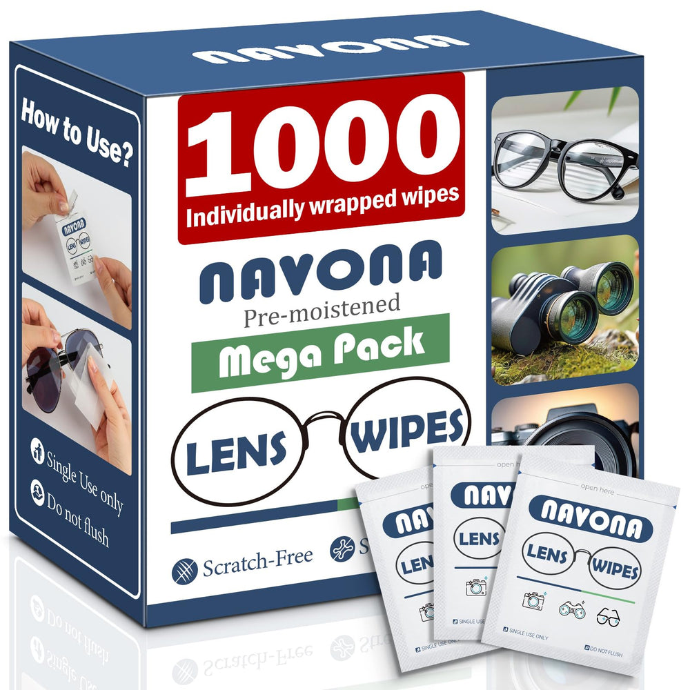 Navona lens wipes bulk pack box for quick glasses cleaning