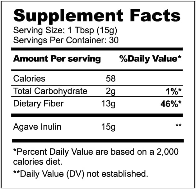 NBF agave inulin powder being poured into a glass
