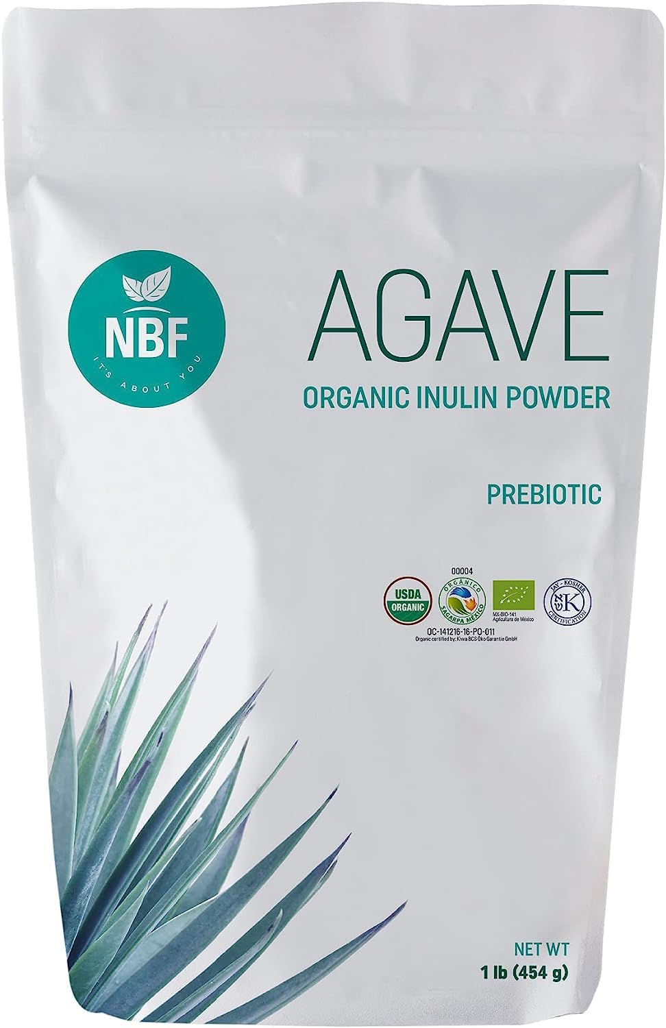 NBF agave inulin powder in a bag for easy daily fiber incorporation