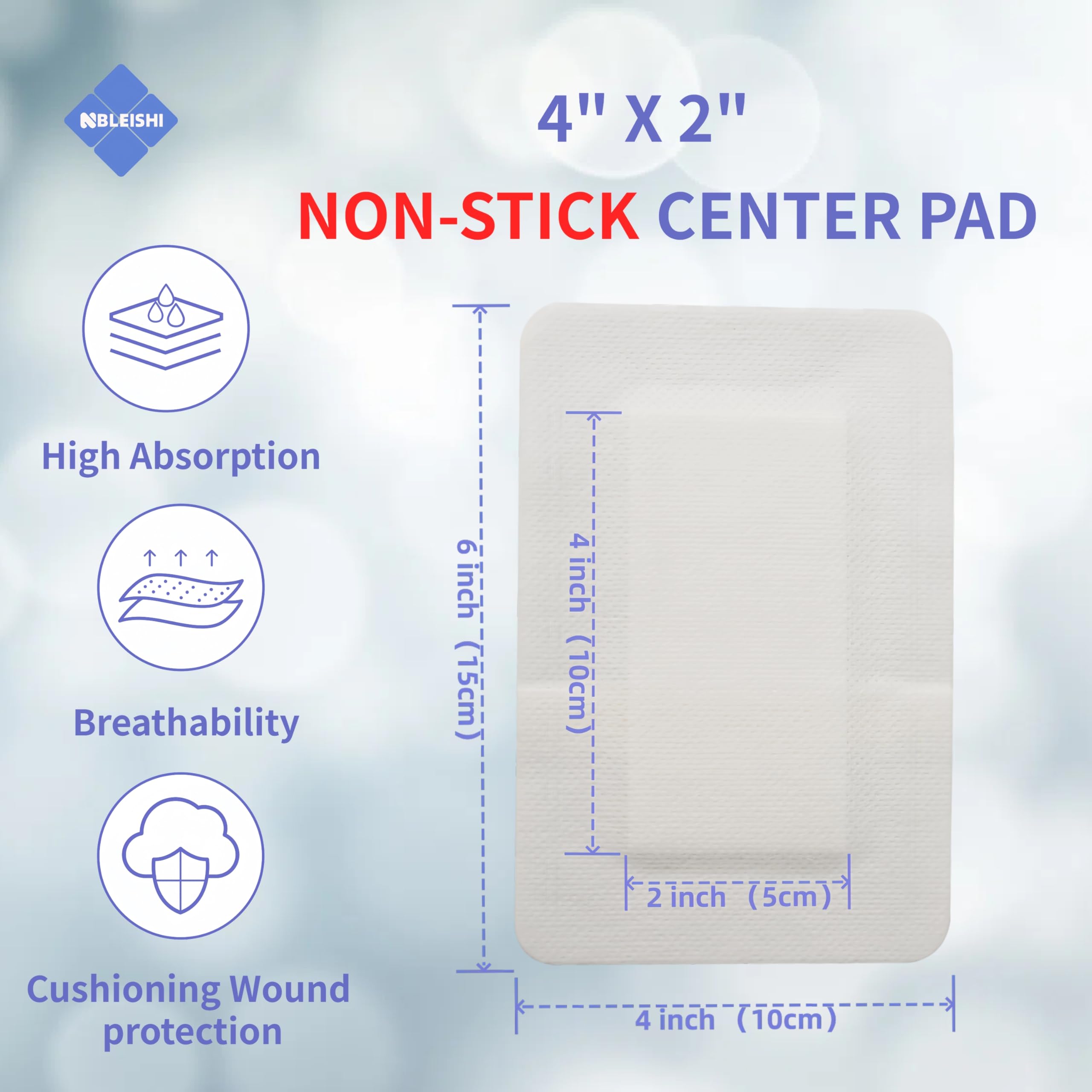 NBLEISHI adhesive-border dressing showing secure fixation and breathability