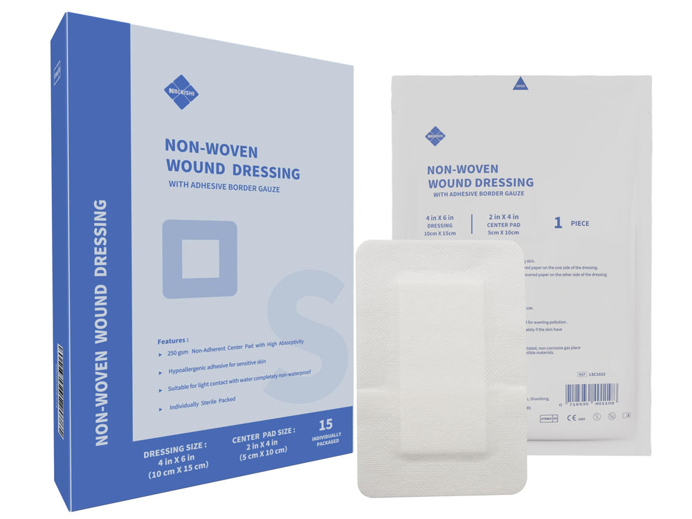 NBLEISHI island wound dressing 4x6 inch with adhesive border for secure wear and protection