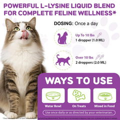 NBTREKTIE Lysine-chicken-flavor-drops entice cats during supplement time.