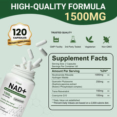 Ncduyde NAD+ capsules close-up, compact daily energy and focus aid.