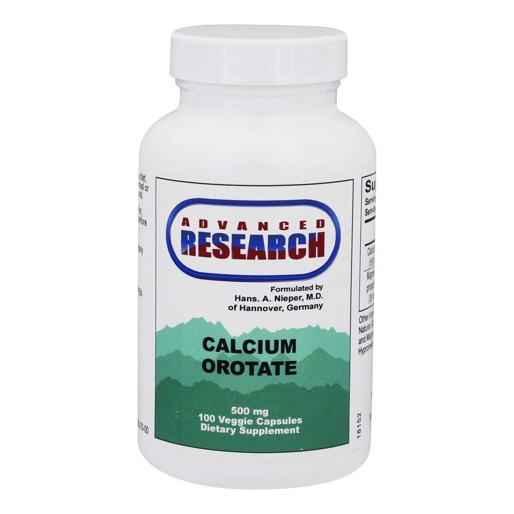 NCI Advanced Research Calcium Orotate Capsules bottle on shelf for daily supplementation.